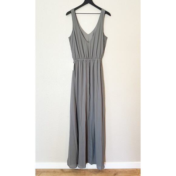 Show Me Your Mumu Dress Womens Bridesmaid Kendall V Neck Gray Side Slit XL NEW - Picture 6 of 8